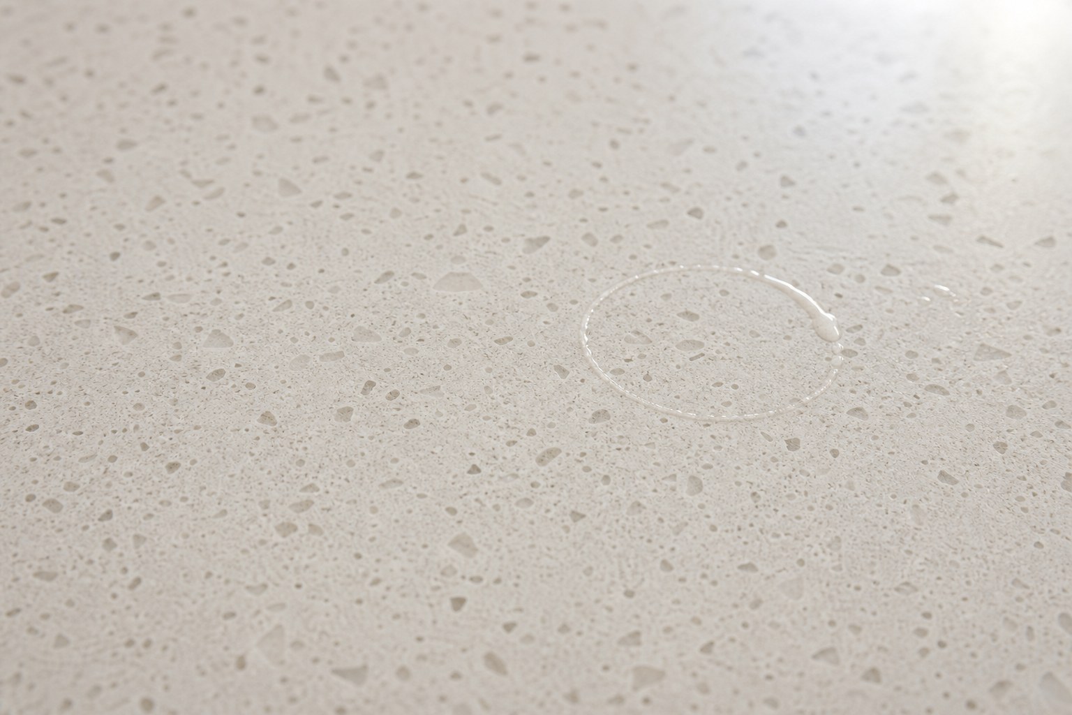 White quartz countertop in a new-construction Dublin kitchen with built-in Sub-Zero refrigeration