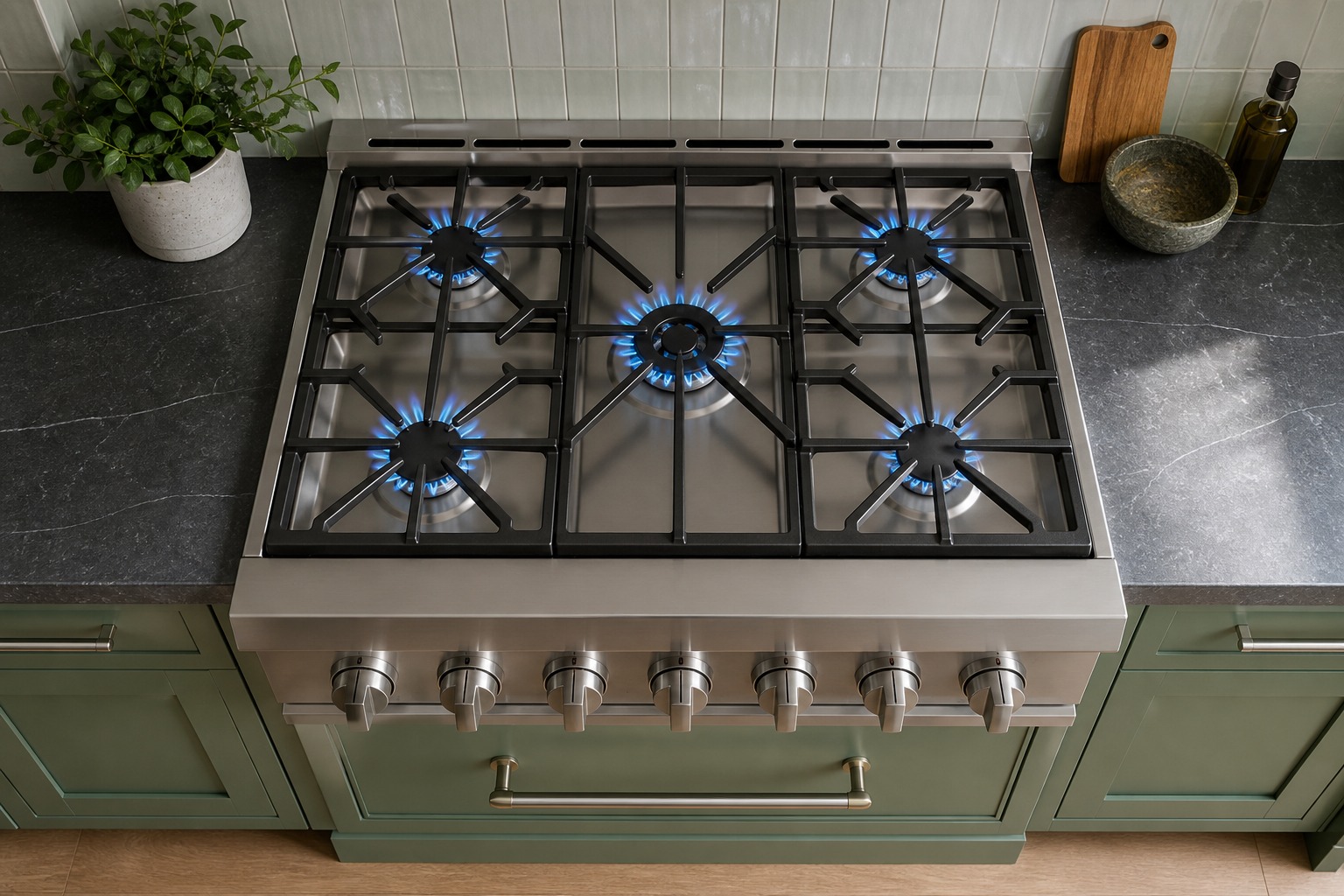 Thermador professional range and column refrigeration in a bright Dublin kitchen